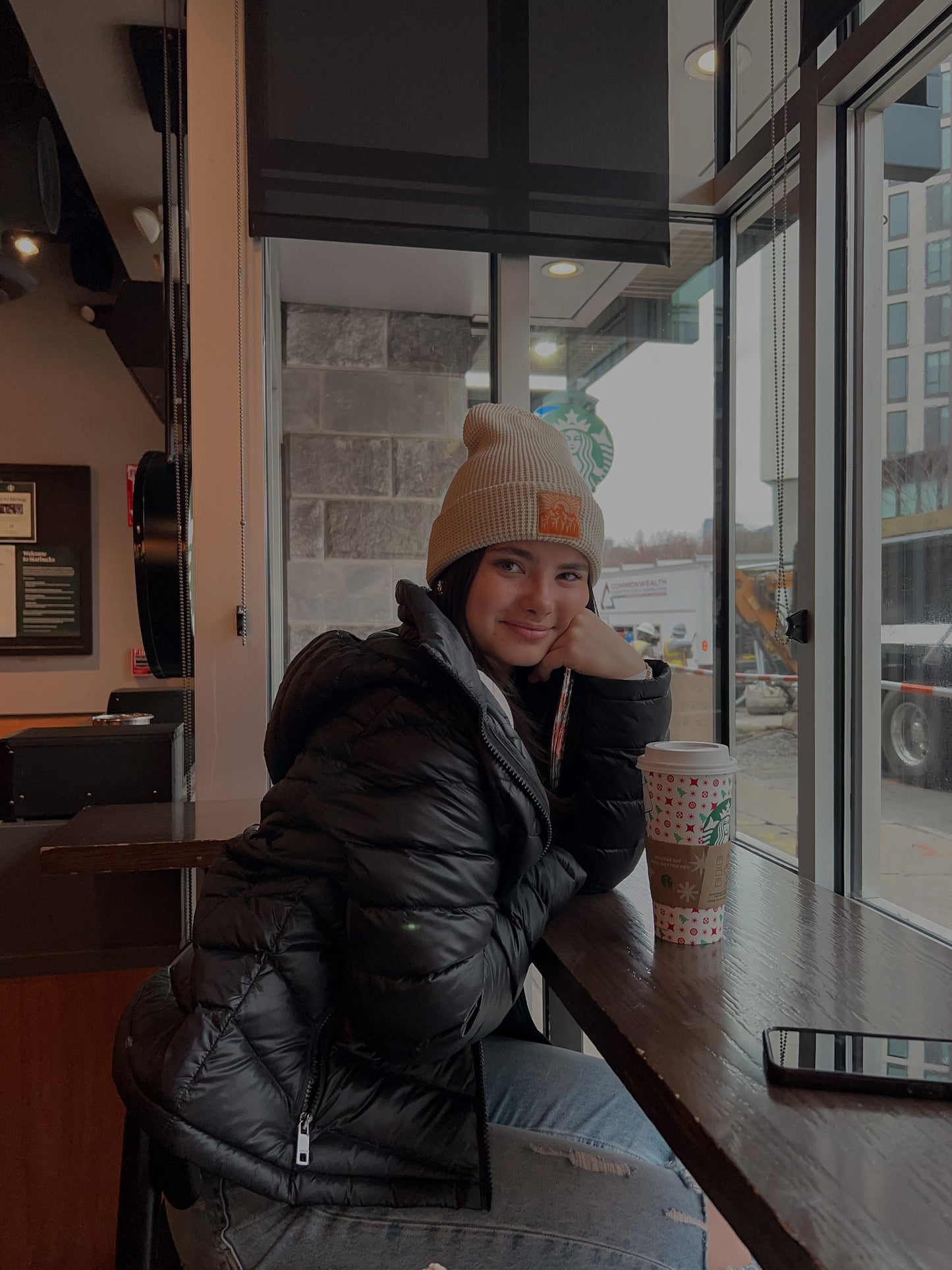 Waffle knit beanie